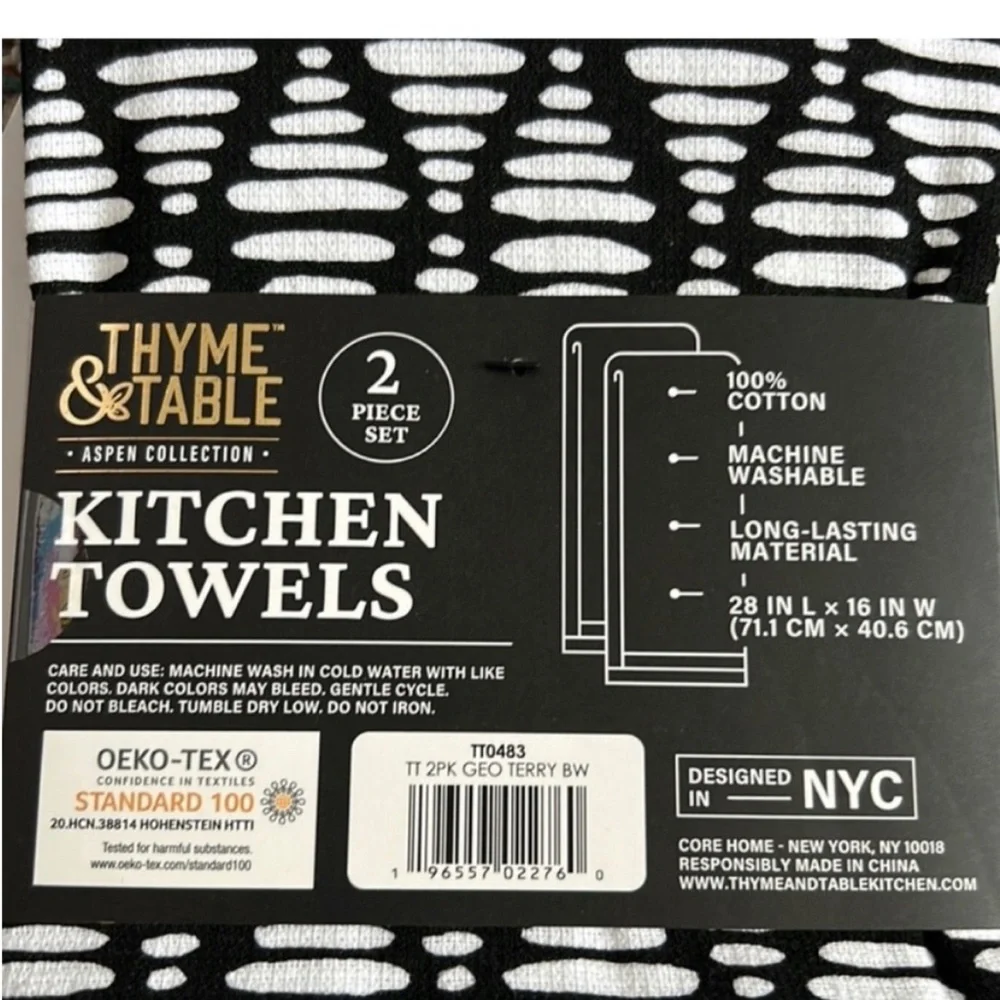 Hand Crafted Black and White Hanging Kitchen Hand Towel Crochet Top